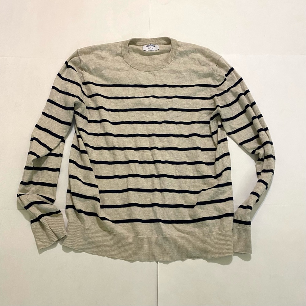 ⭐️ Old Navy Striped Beige and Blue Sweater